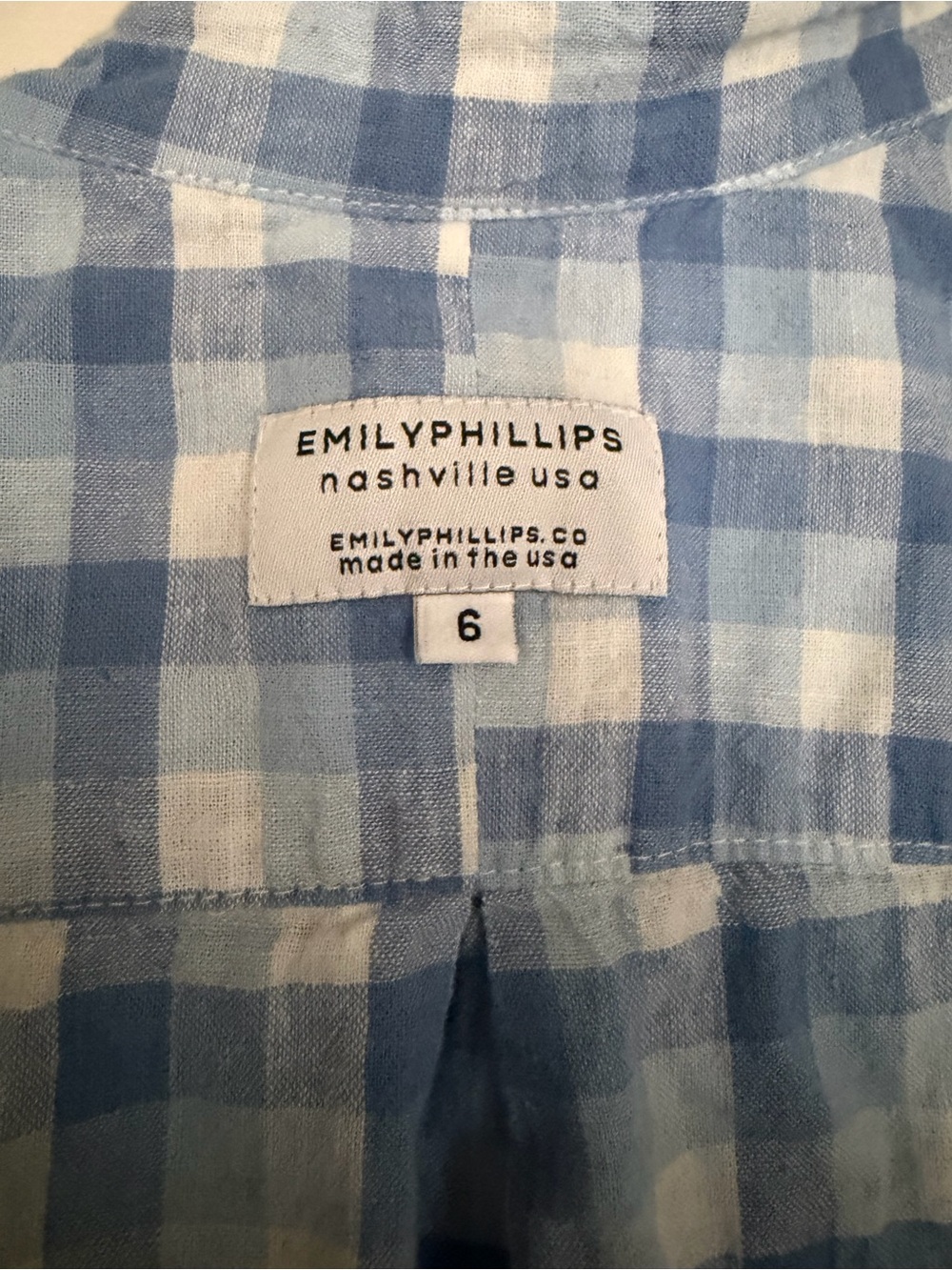 Emily Phillips Light Blue & White Gingham Long Button-Up Shirt Dress - Picture 2 of 2